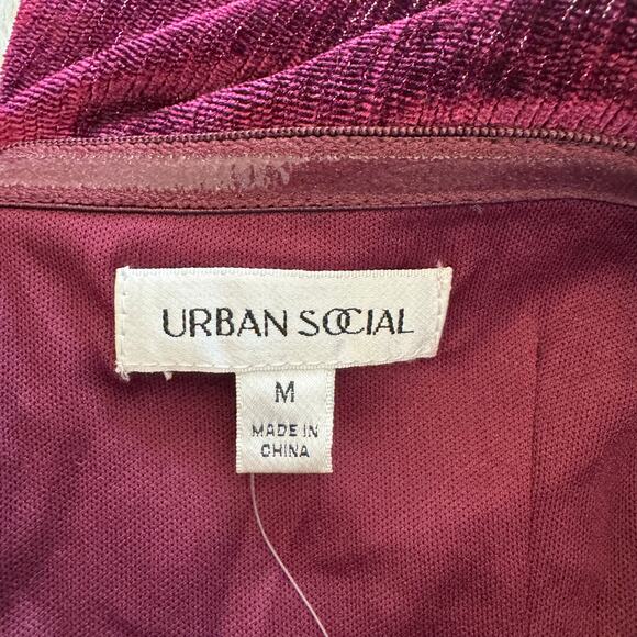 Urban Social Velvet Burgundy Red Strapless Tube Shimmer Mini Dress Medium - Picture 4 of 9